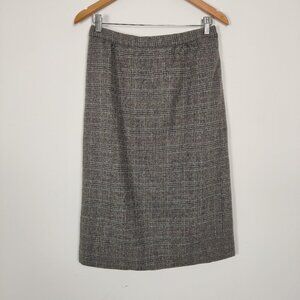 Boston Traveler Women's Midi Pencil Skirt Sz 6 Wool Gray Glen Plaid Quiet Luxury